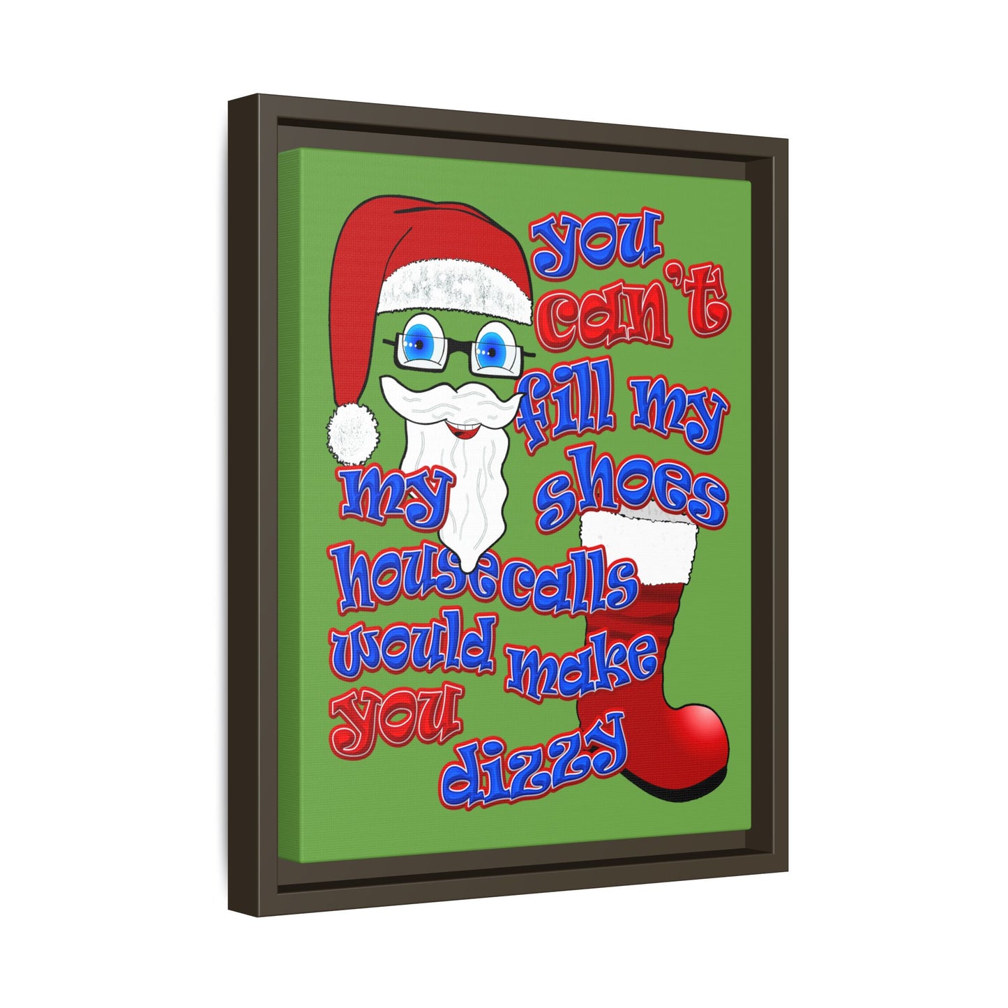 santa's shoes - framed canvas art (green)
