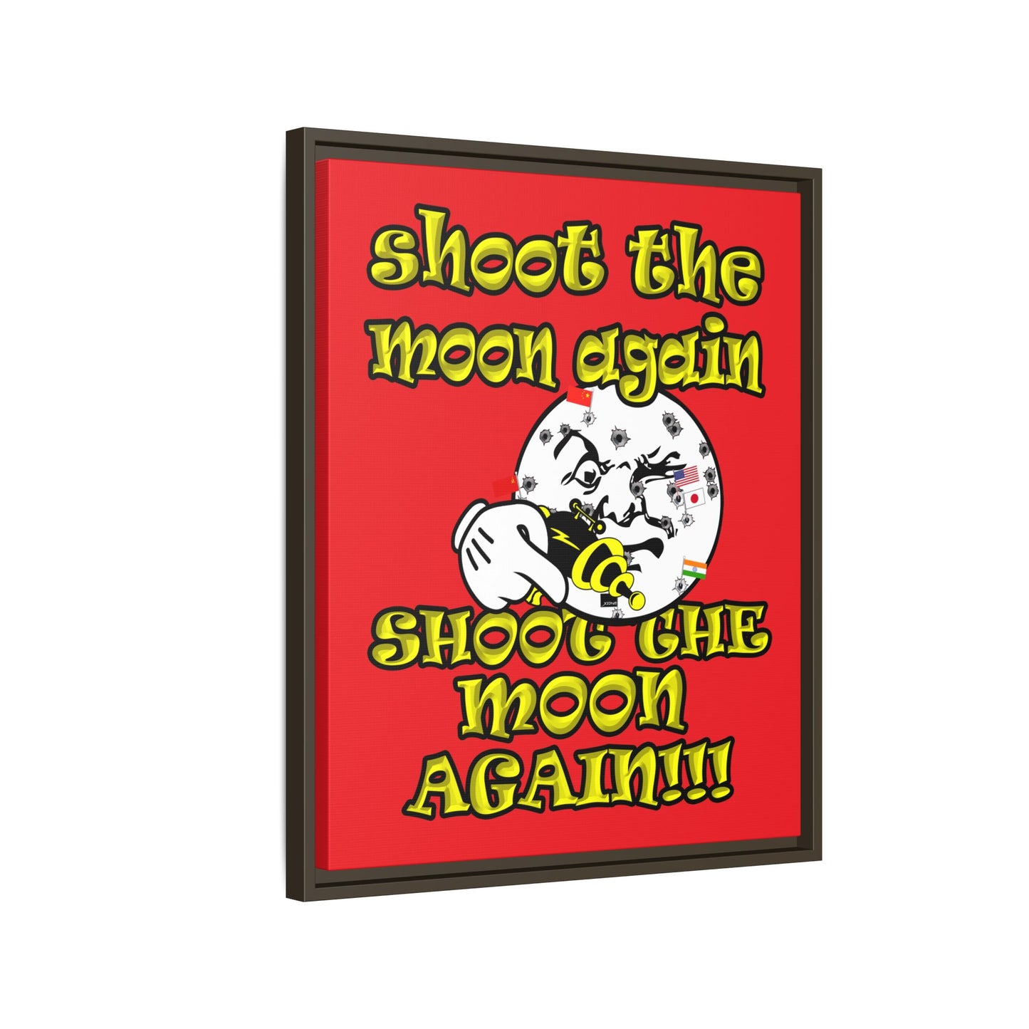 shoot the moon again - framed canvas art (red)