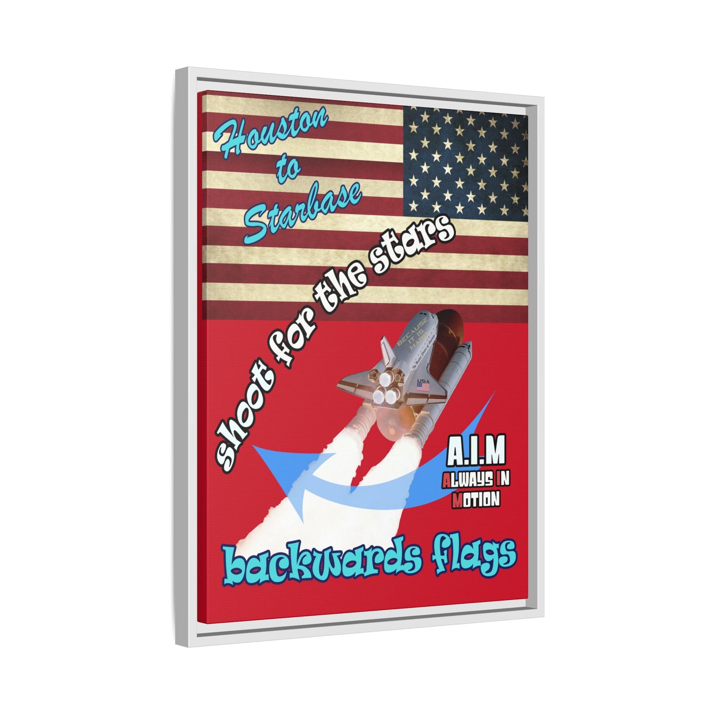 shoot for the stars - framed canvas art (dark red)