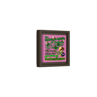 christmas spirits of boston - framed canvas art (light pink)