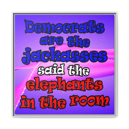 donkeys and elephants - framed canvas art (purple-pink wave)