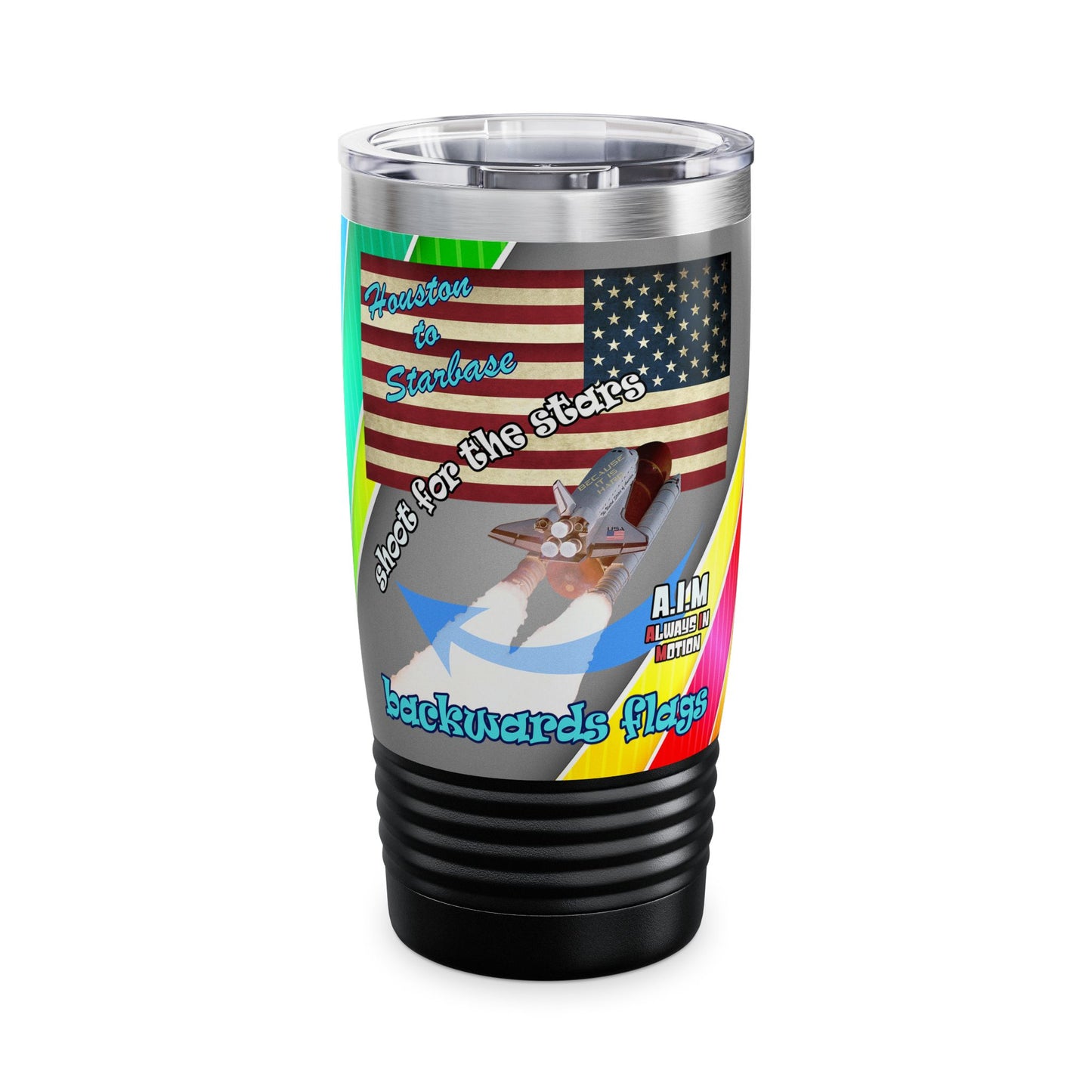shoot for the stars - Ringneck Tumbler, 20oz (rainbow split)