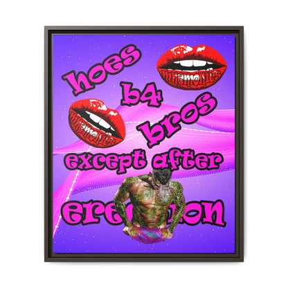 hoes b4 bros - framed canvas art (purple-pink wave)