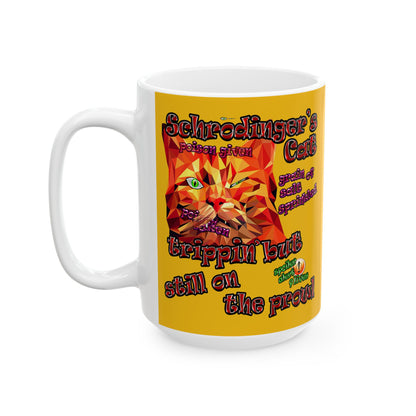 schrodinger's cat - White Mug (yellow)