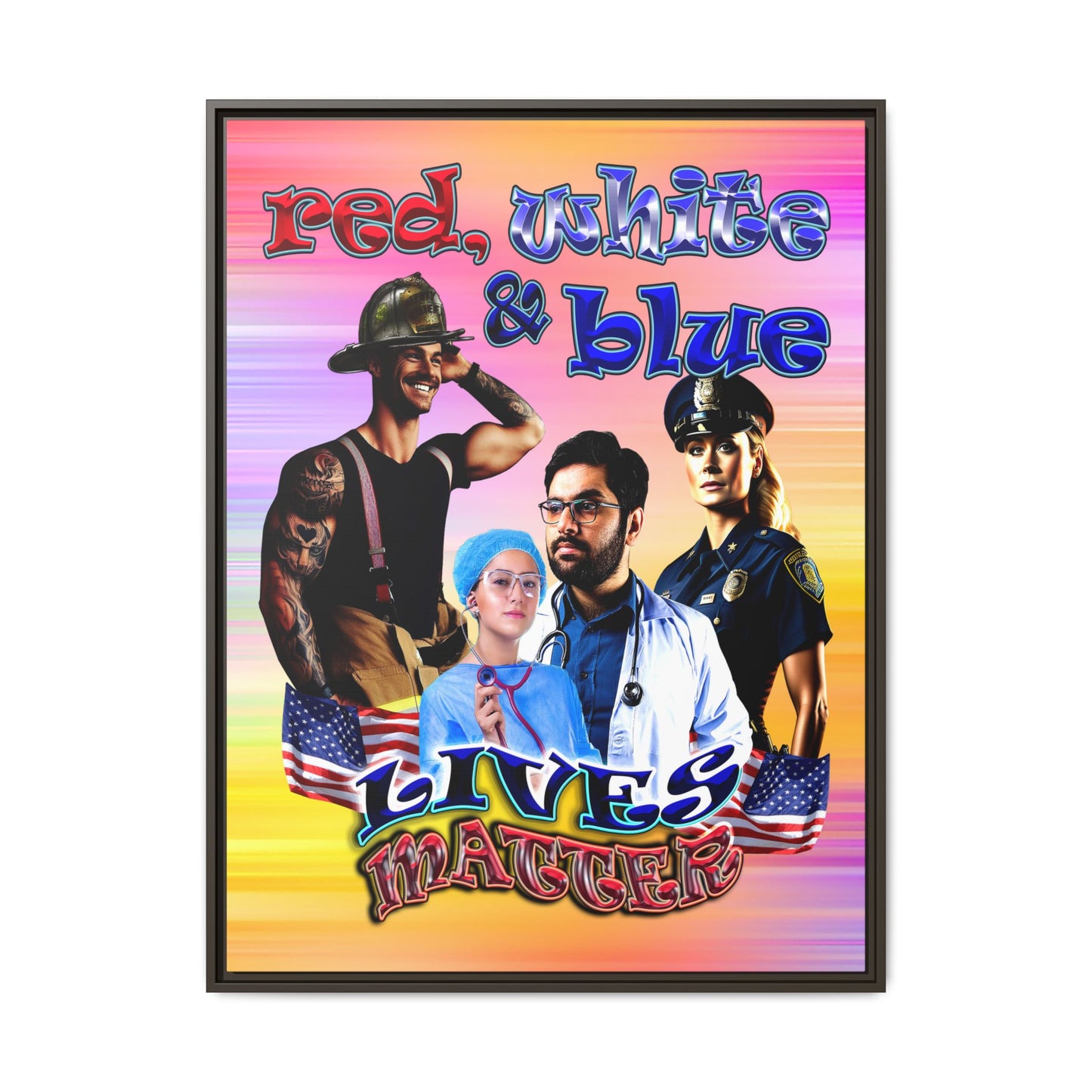 rw&b lives matter - framed canvas art (color blur)