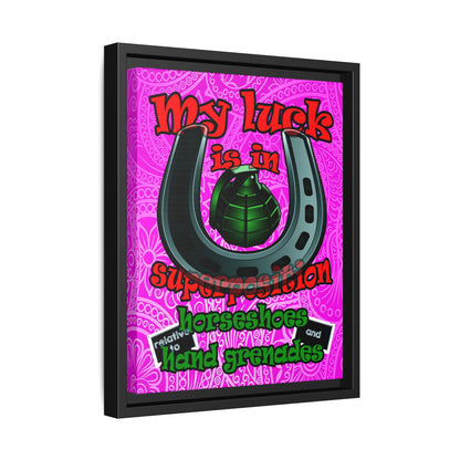 my luck - framed canvas art (pink swirl)