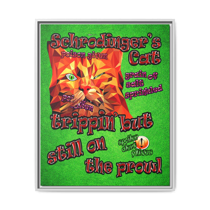 schrodinger's cat - framed canvas art (green turf)