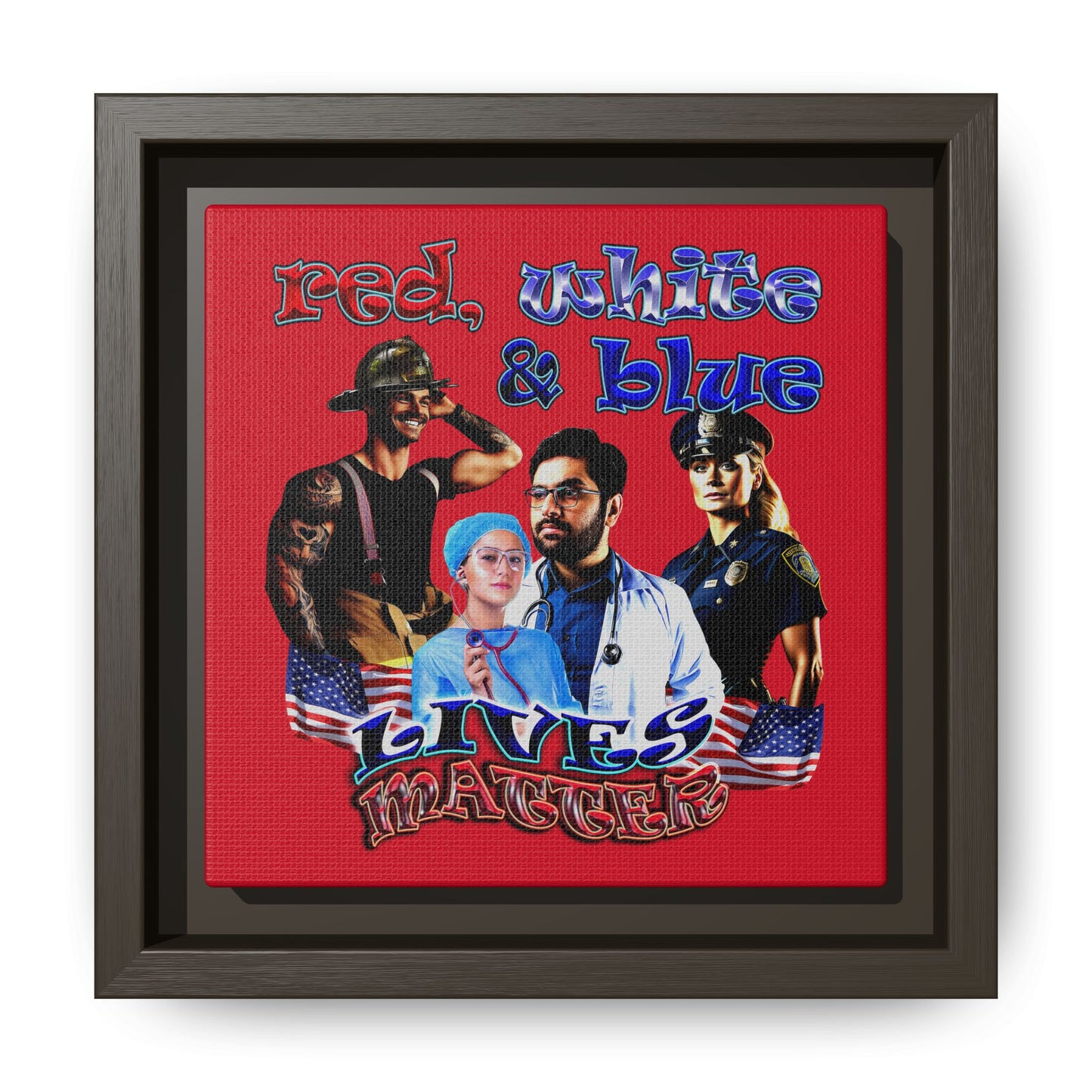 rw&b lives matter - framed canvas art (dark red)