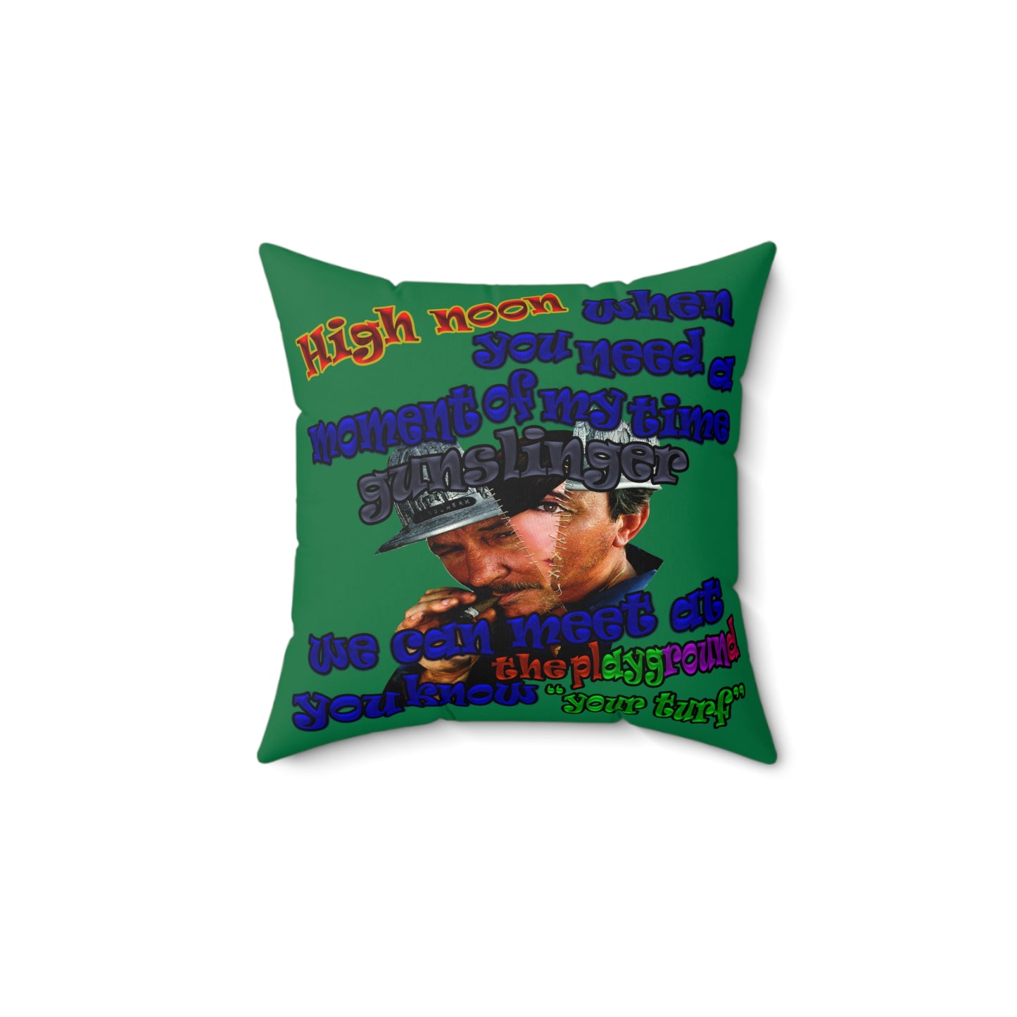 high noon - Spun Polyester Square Pillow - (dark green)