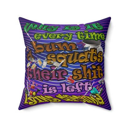 the bum's shit - Faux Suede Square Pillow - (purple wave)