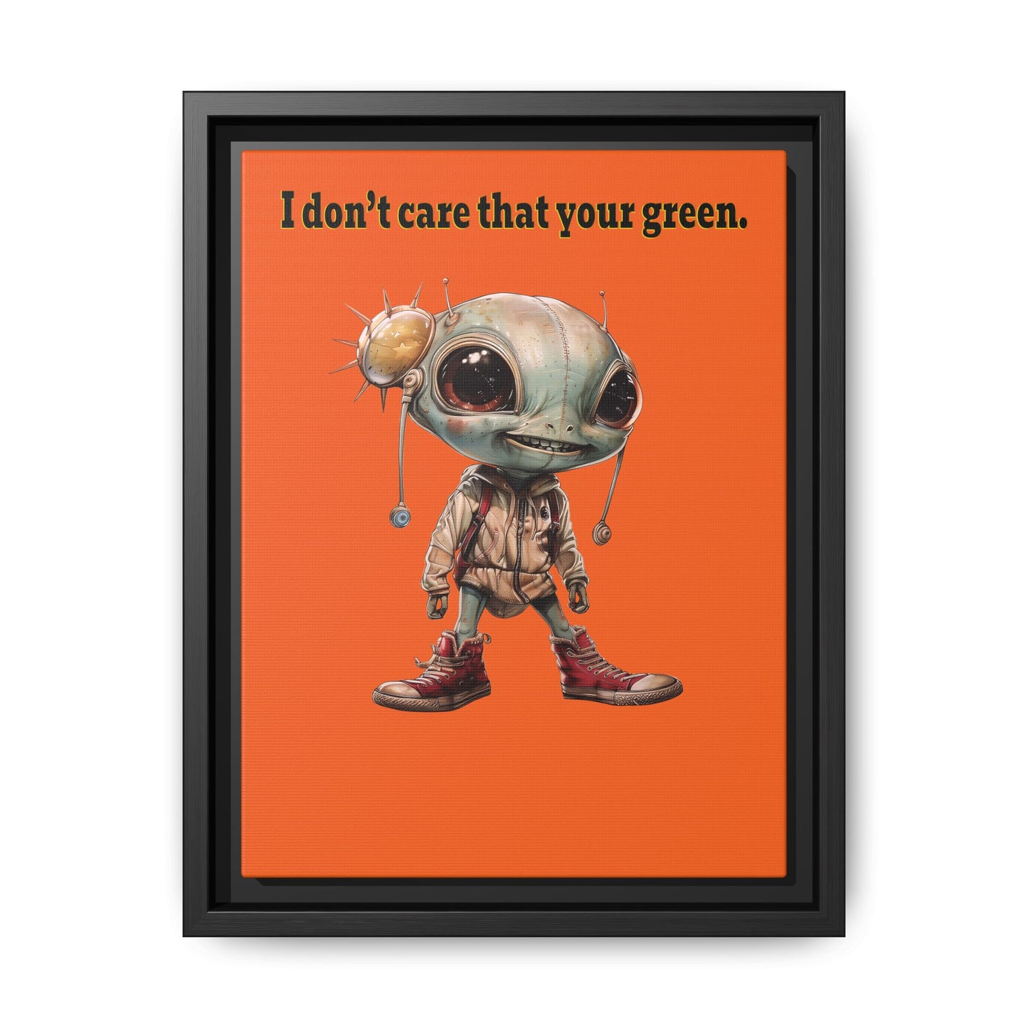 I don't care that your green - framed canvas art (orange)