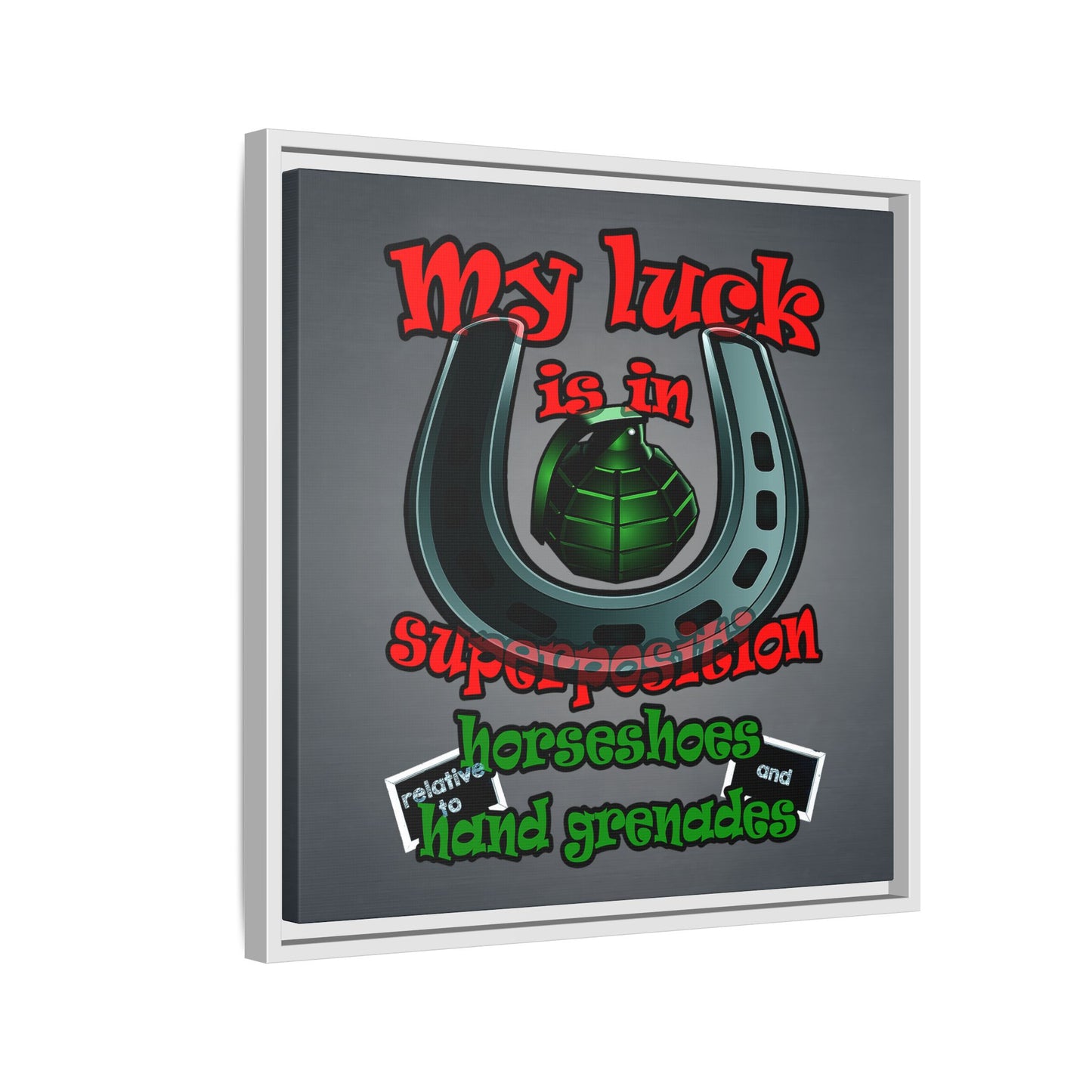 my luck - framed canvas art (grey-light grey)