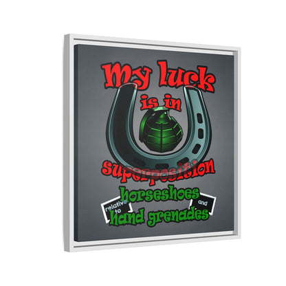 my luck - framed canvas art (grey-light grey)