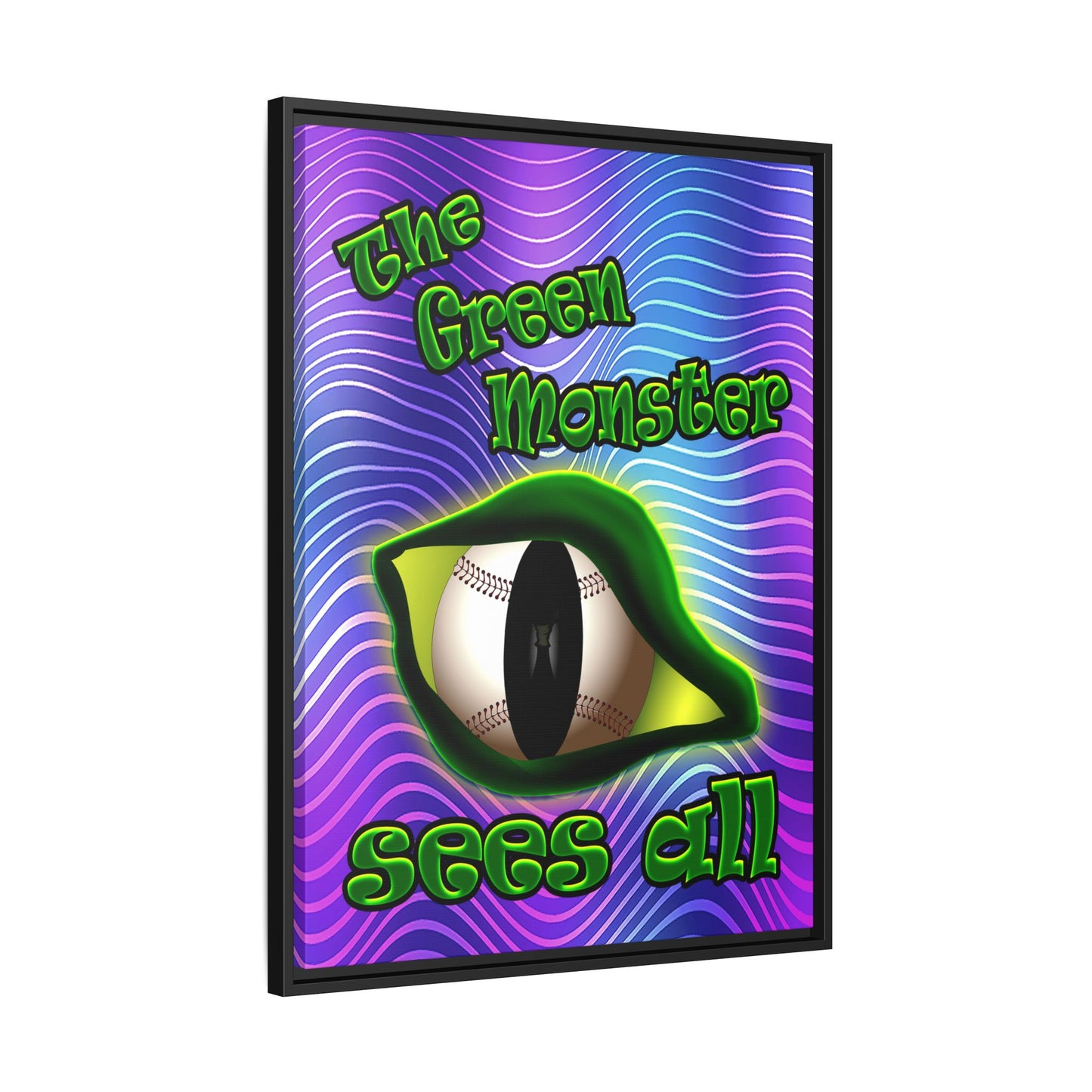 green monster - framed canvas art (purple wave)