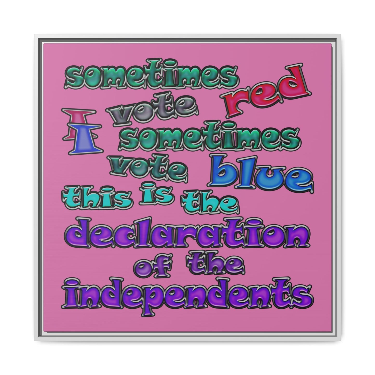 declaration of the independents - framed canvas art (light pink)