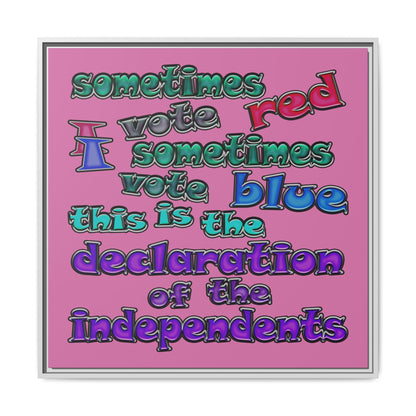 declaration of the independents - framed canvas art (light pink)