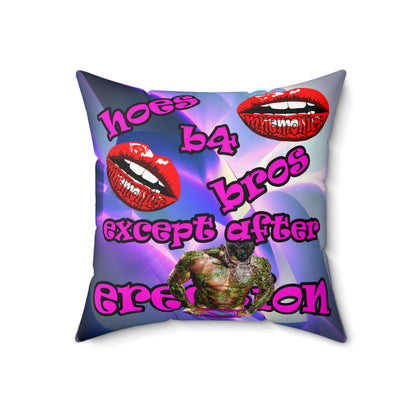 hoes b4 bros - Faux Suede Square Pillow - (grey-pink wave)