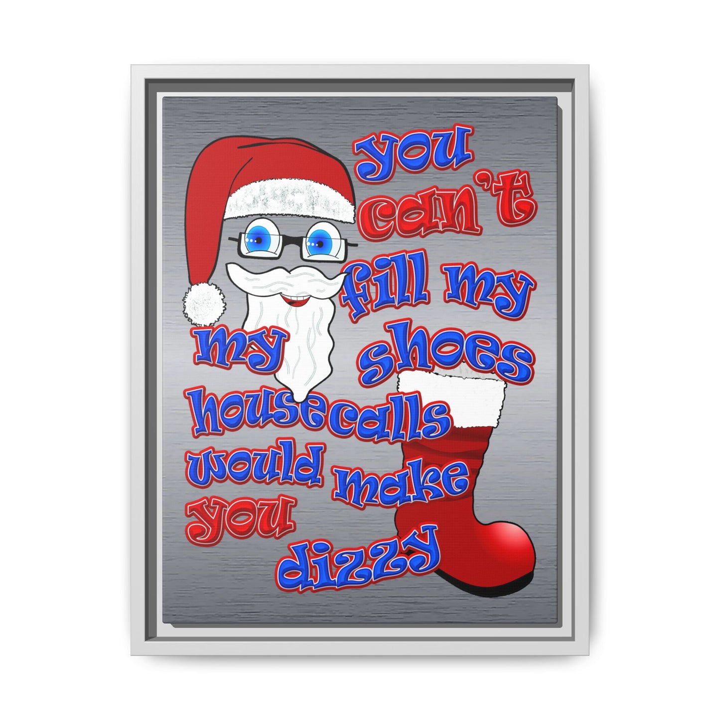 santa's shoes - framed canvas art (brushed nickel)