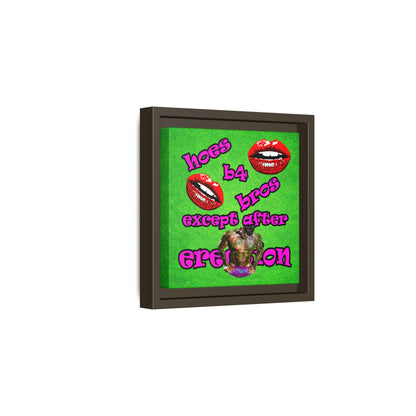 hoes b4 bros - framed canvas art (green turf)