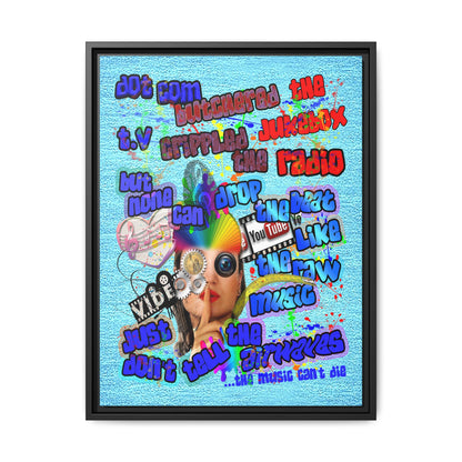 drop the beat - framed canvas art (faded blue)