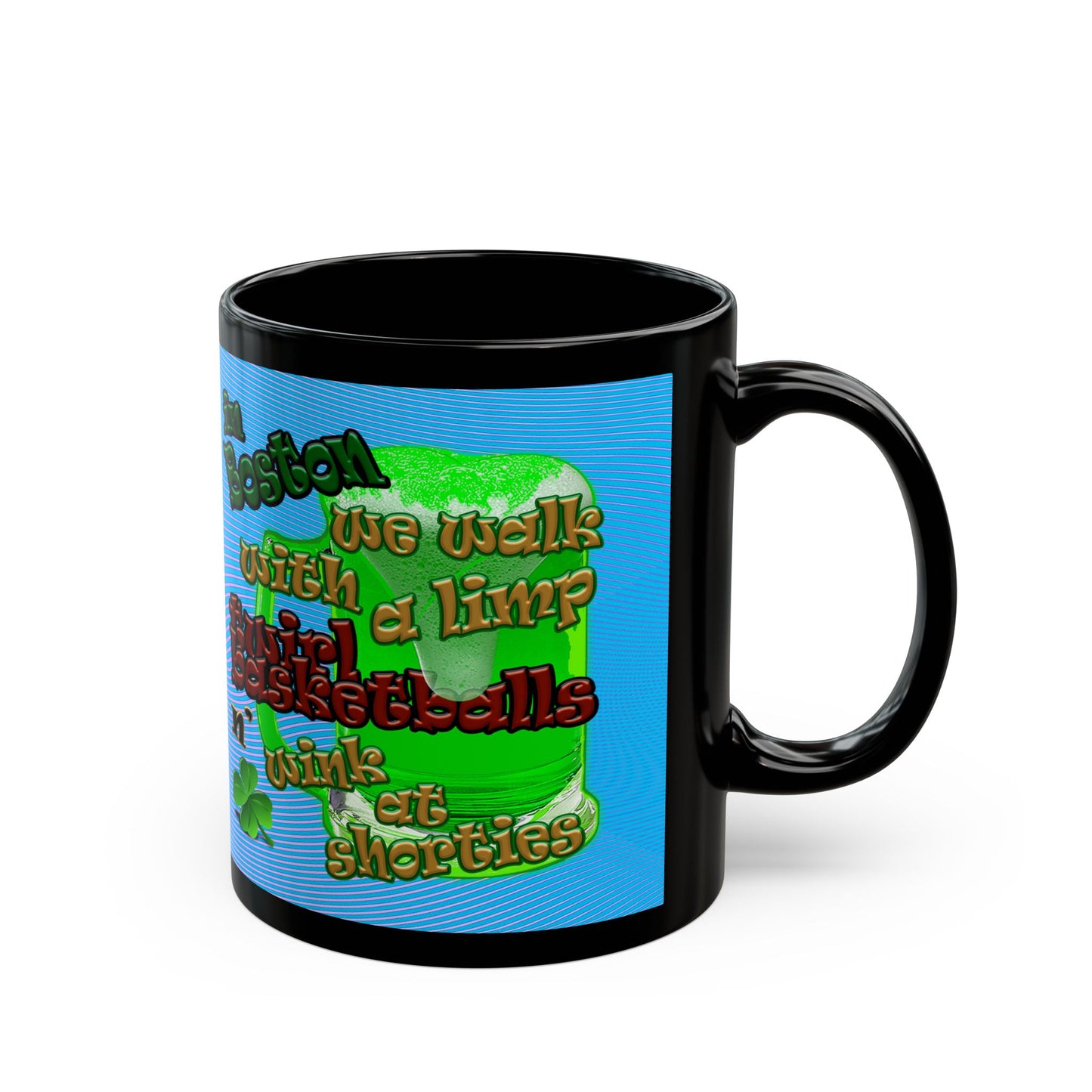 celtics logo - Black Mug (light blue-purple wave)