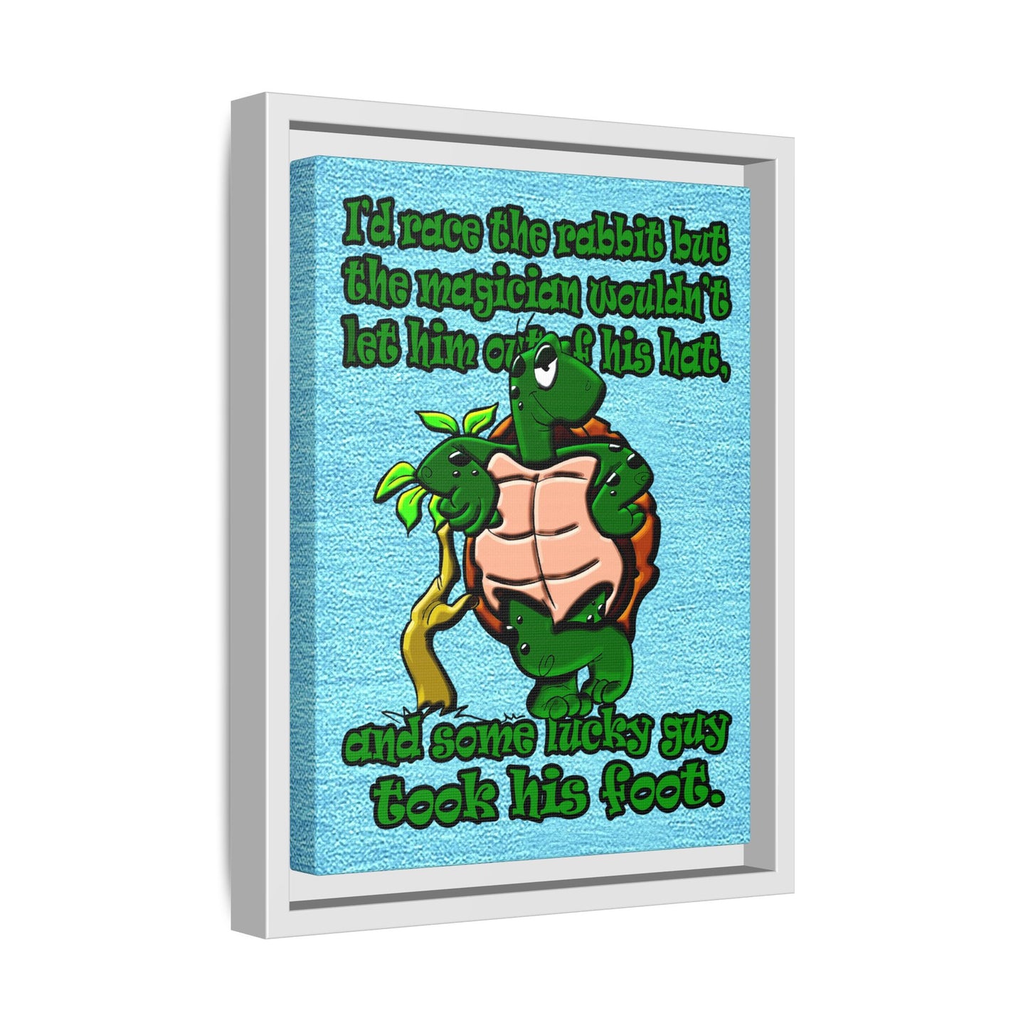 turtle race - framed canvas art (faded blue)