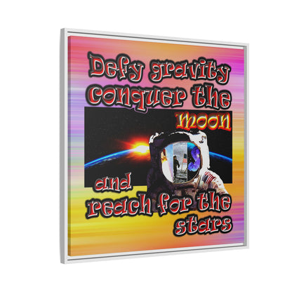defy conquer reach - framed canvas art (color blur)