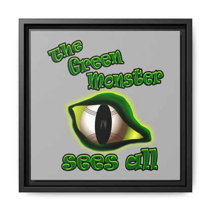 green monster - framed canvas art (light grey)