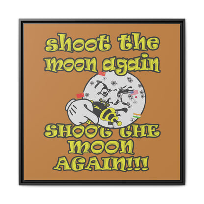shoot the moon again - framed canvas art (light brown)