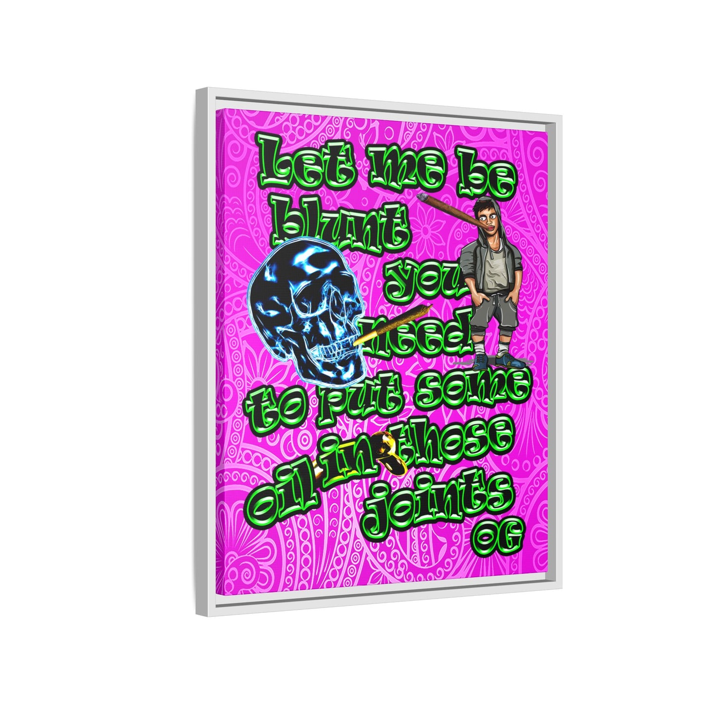 og - framed canvas art (pink swirl)