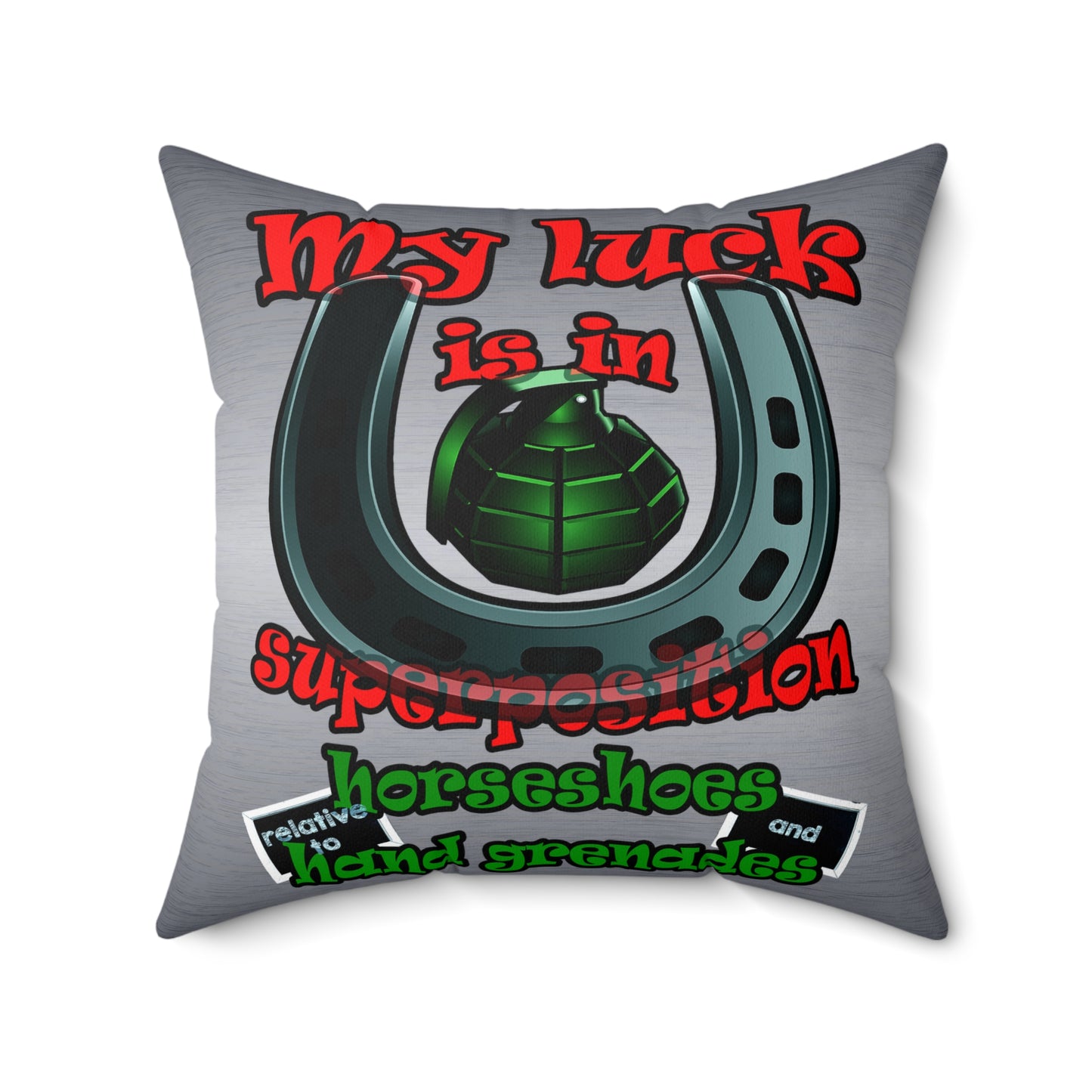 my luck - Spun Polyester Square Pillow - (brushed nickel)