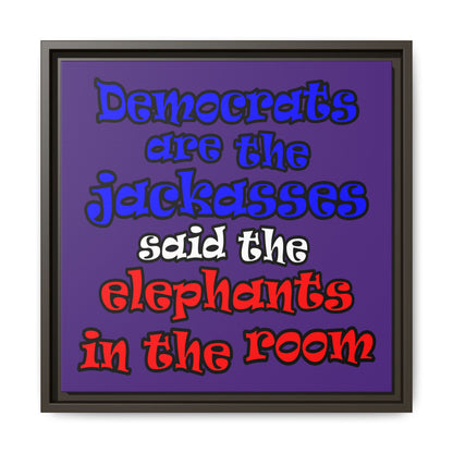 donkeys and elephants - framed canvas art (purple)