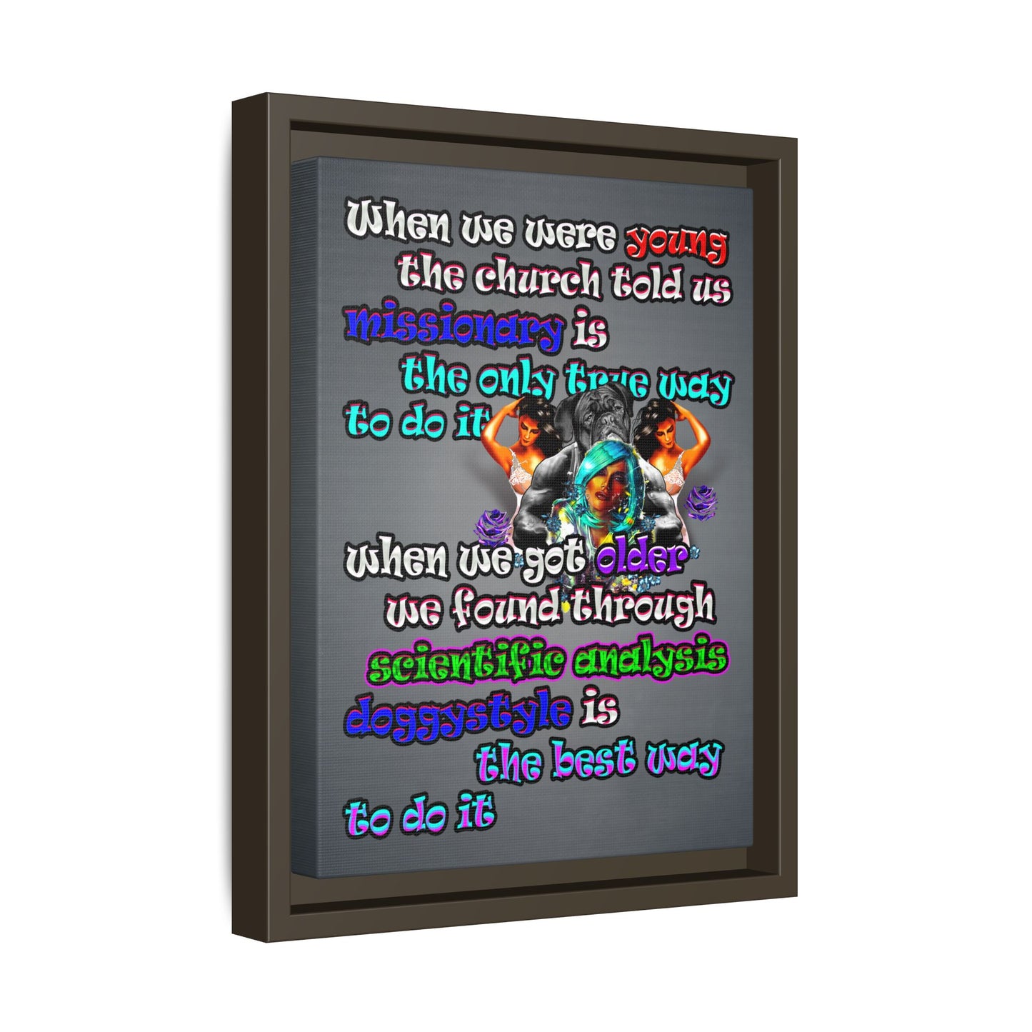 doggystyle - framed canvas art (grey-light grey)