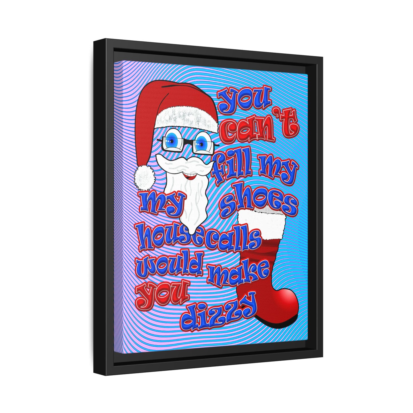 santa's shoes - framed canvas art (light blue-purple wave)