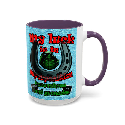 my luck - Accent Mug (faded dark blue)