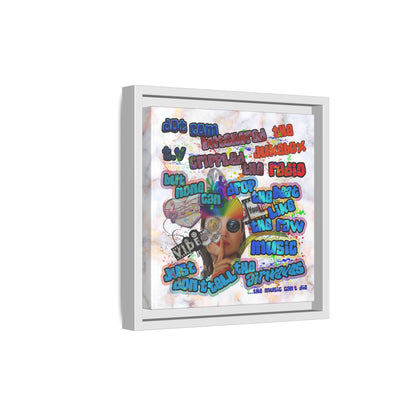 drop the beat - framed canvas art (white marble)