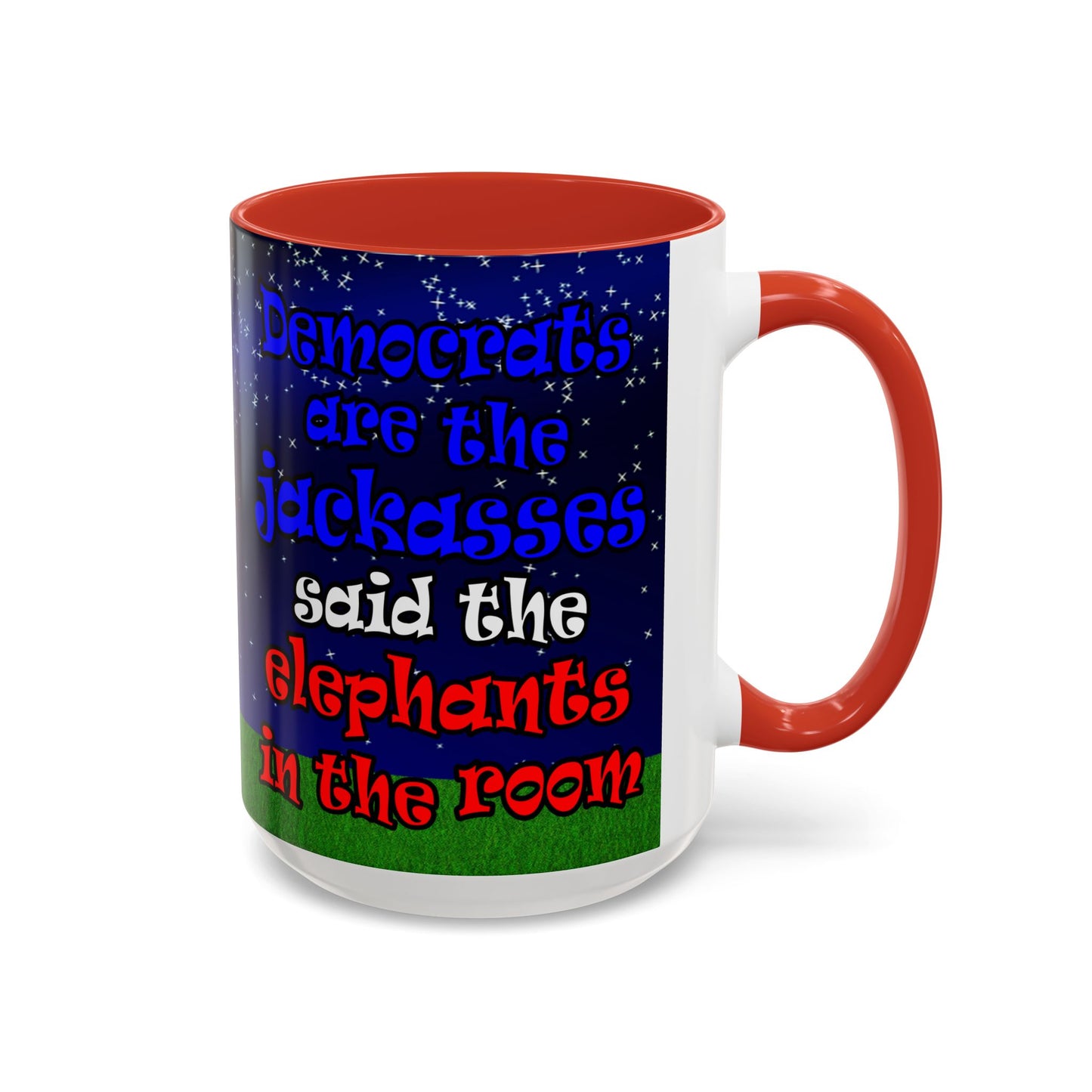 donkeys and elephants - Accent Mug ('snoops' background)