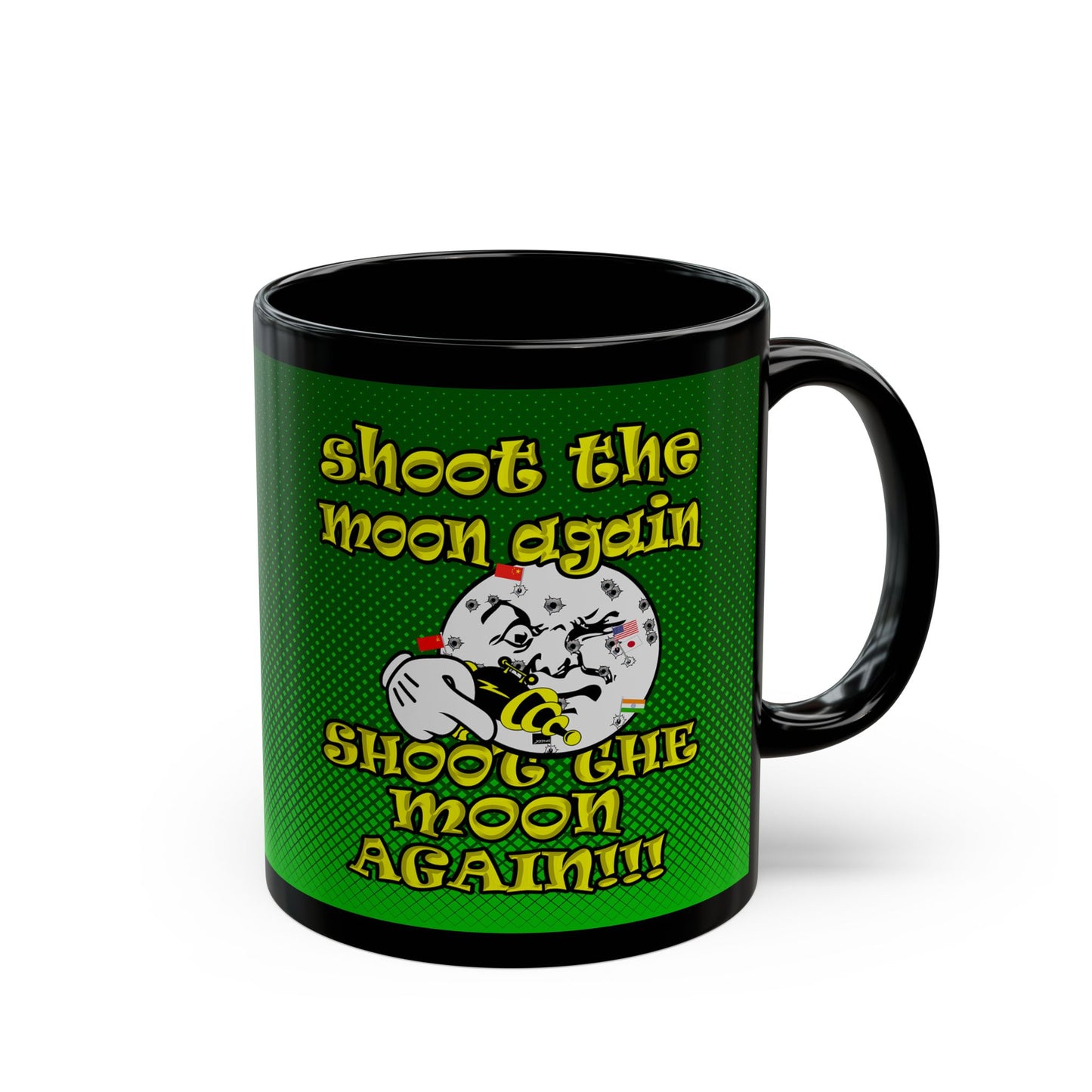 shoot the moon again - Black Mug (logo green)