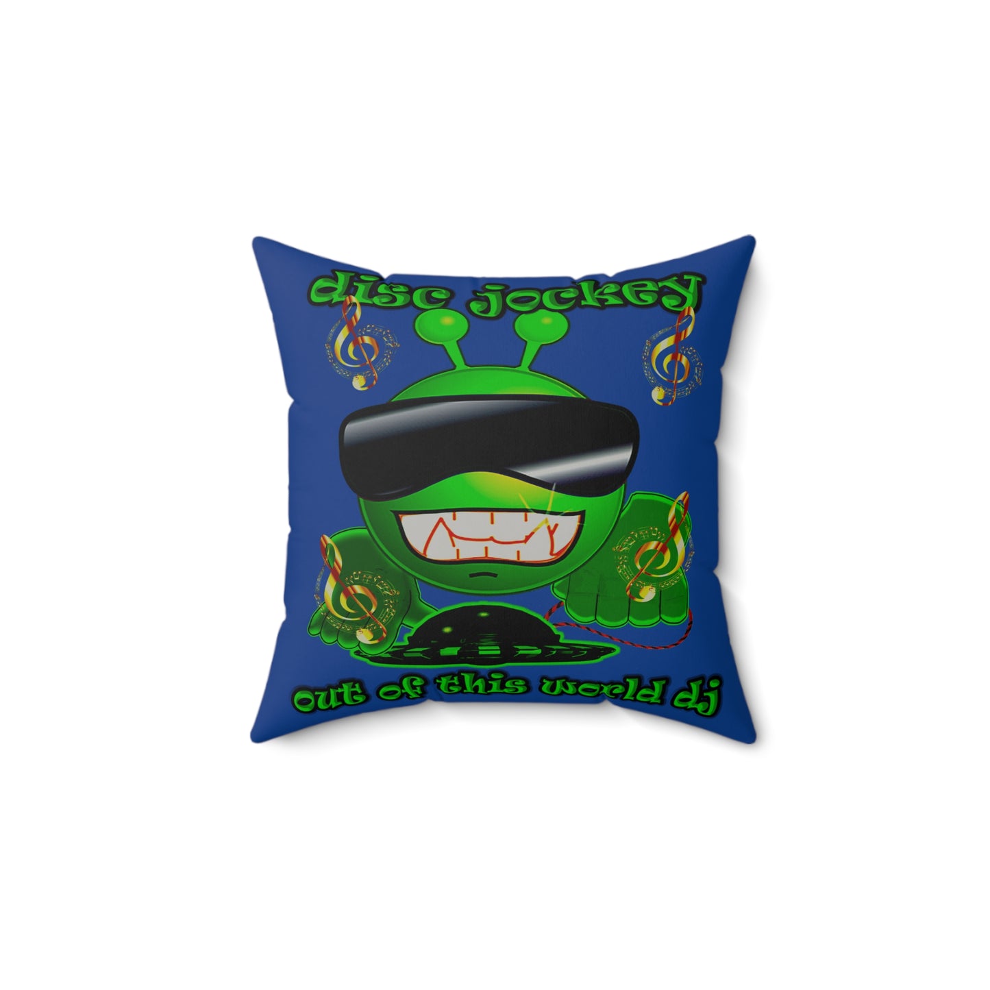 disc jockey - Faux Suede Square Pillow - (dark blue)