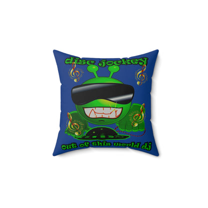 disc jockey - Faux Suede Square Pillow - (dark blue)