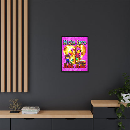 love peace - framed canvas art (pink swirl)