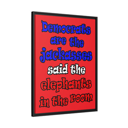 donkeys and elephants - framed canvas art (red)