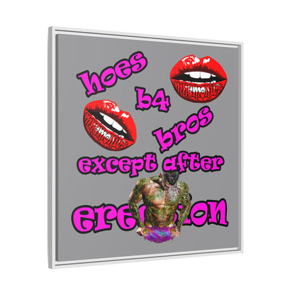 hoes b4 bros - framed canvas art (grey)