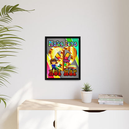 love peace - framed canvas art (rainbow split)