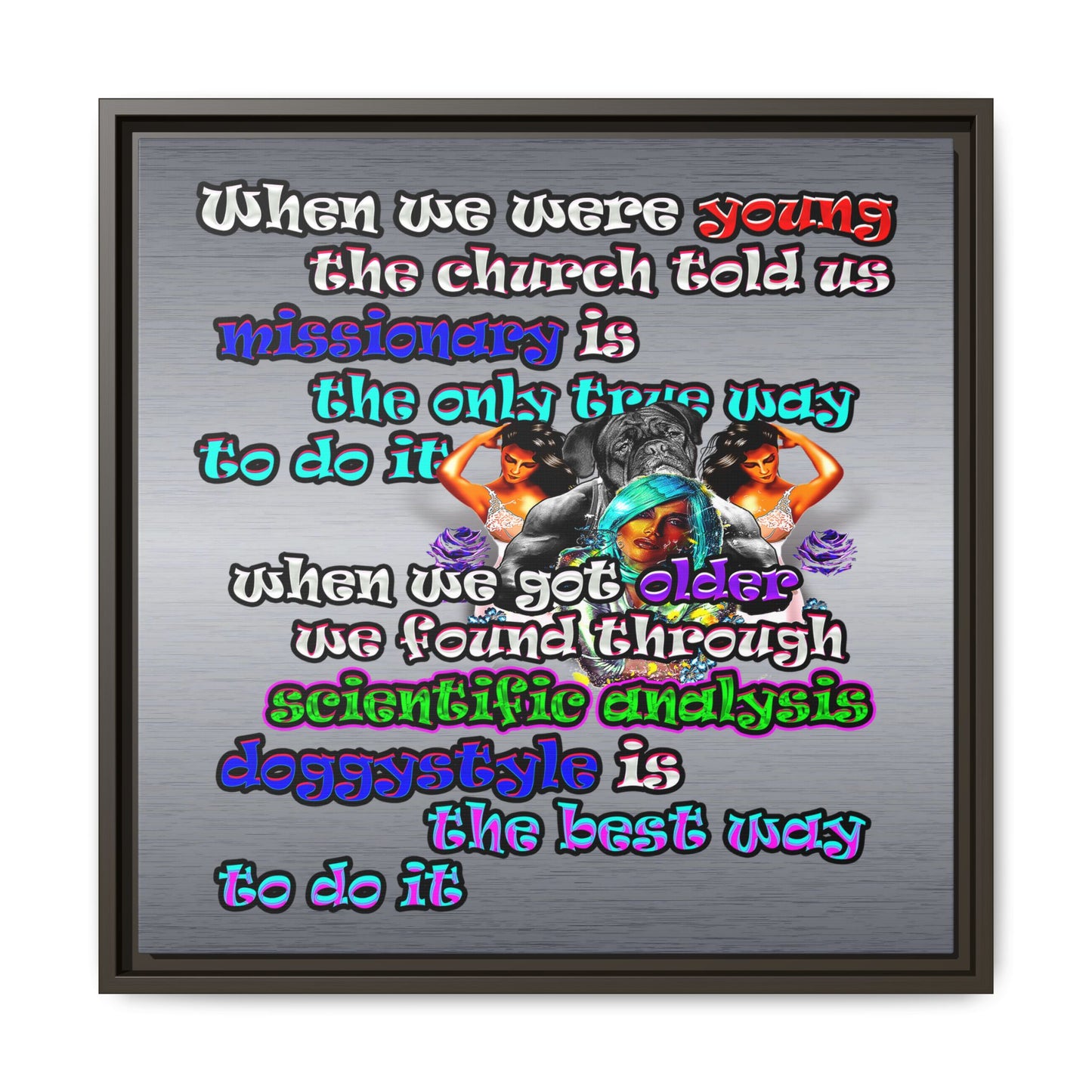 doggystyle - framed canvas art (brushed nickel)