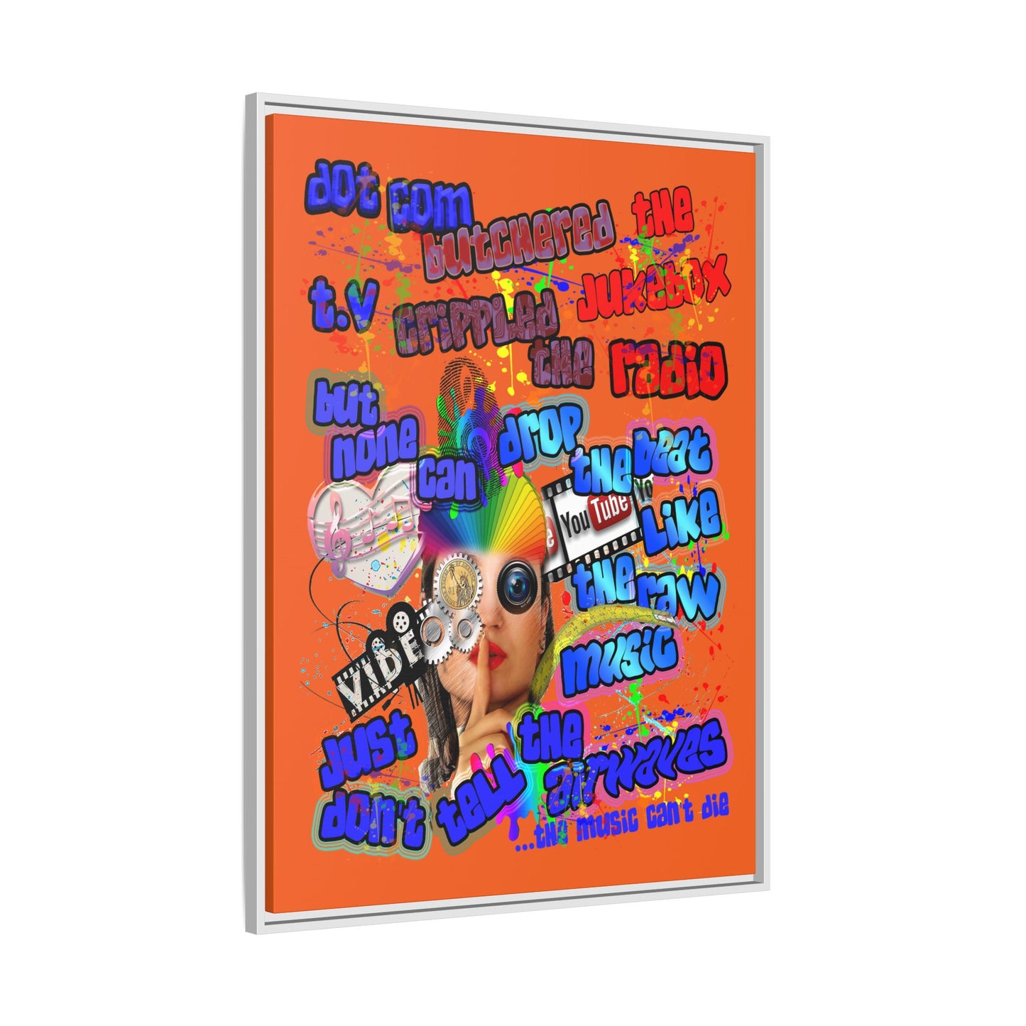 drop the beat - framed canvas art (orange)