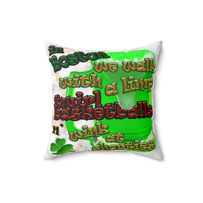 celtics logo - Faux Suede Square Pillow - (white marble)