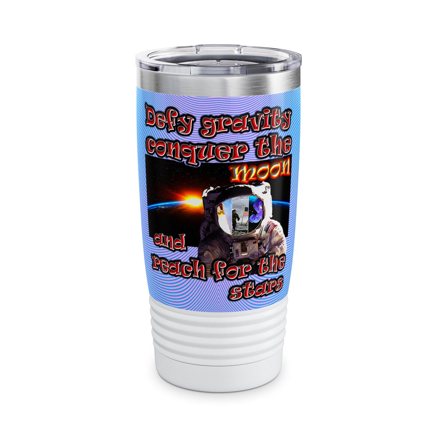 defy conquer reach - Ringneck Tumbler, 20oz (light blue-purple wave)