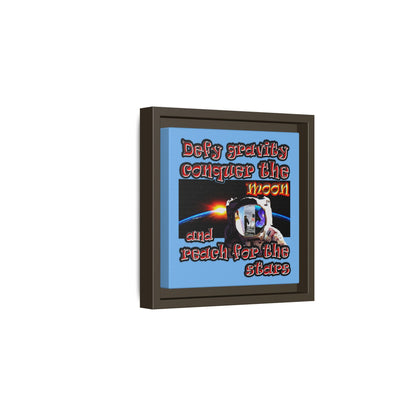 defy conquer reach - framed canvas art (light blue)