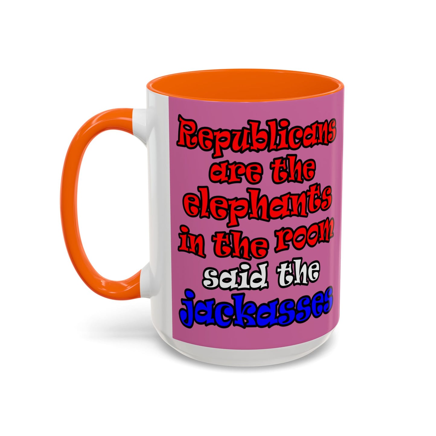 donkeys and elephants - Accent Mug (light pink)
